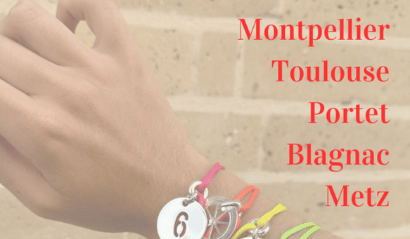 Bracelets cordons colorés Bordeaux Biarritz Montpellier Toulouse Portet Blagnac Metz 
