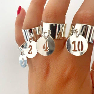 collection bijoux chiffre 1 à 12 bagues argentées