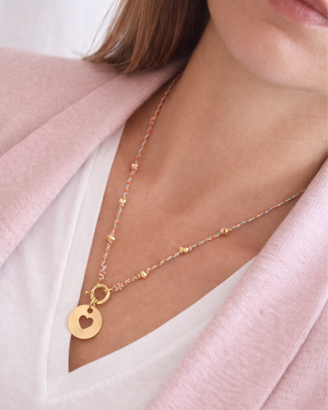 Collier Tressé Coeur Doré