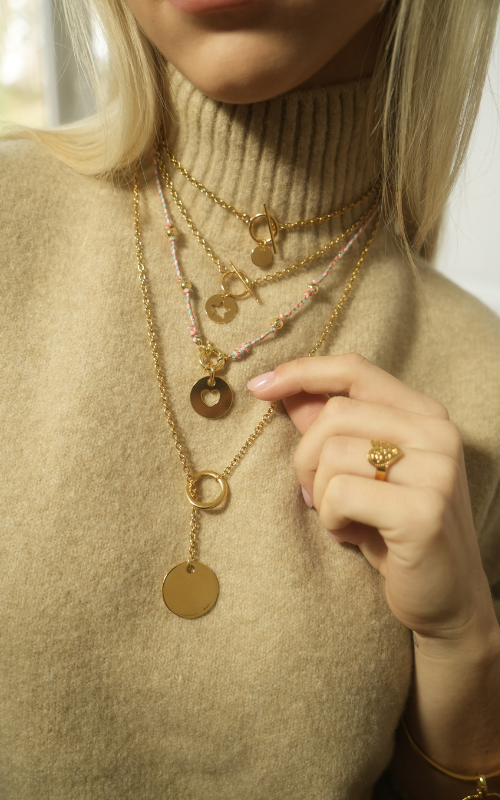 Collier chaîne fine médaille étoile doré "Lou"