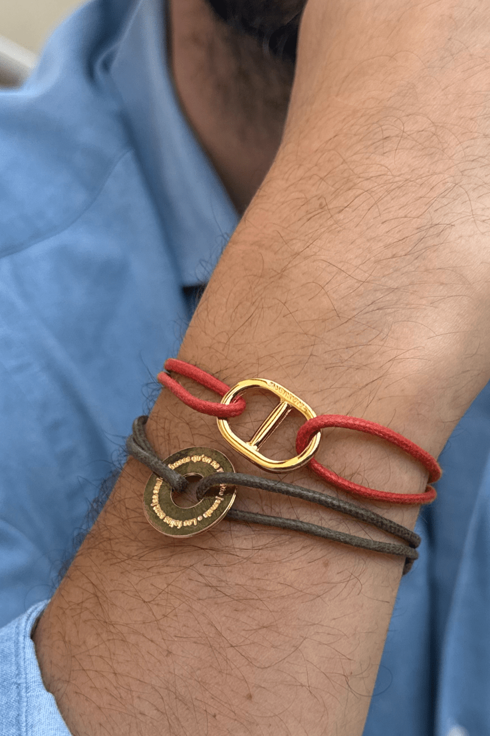 Bracelet cordon Maille mixte doré