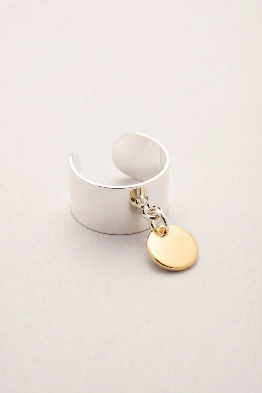 Bague petite Médaille dorée et argentée