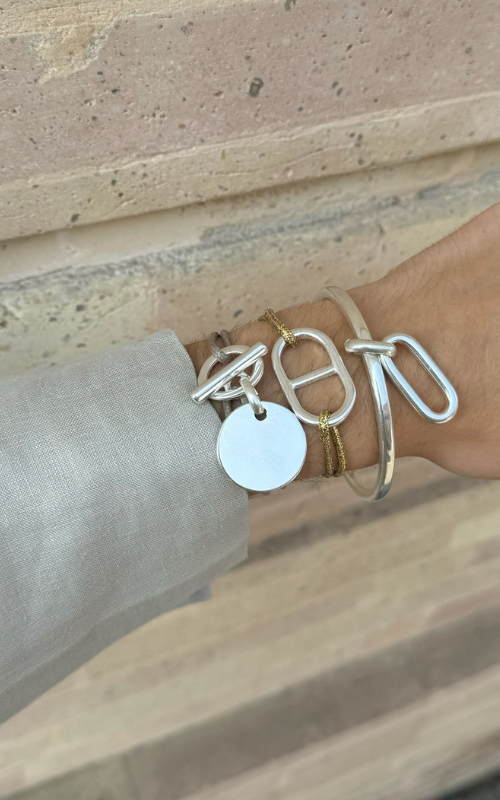 Bracelet cordon grande maille mixte