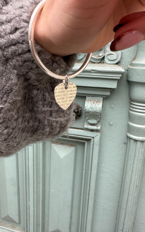 Jonc pendentif coeur "Je t'aime"