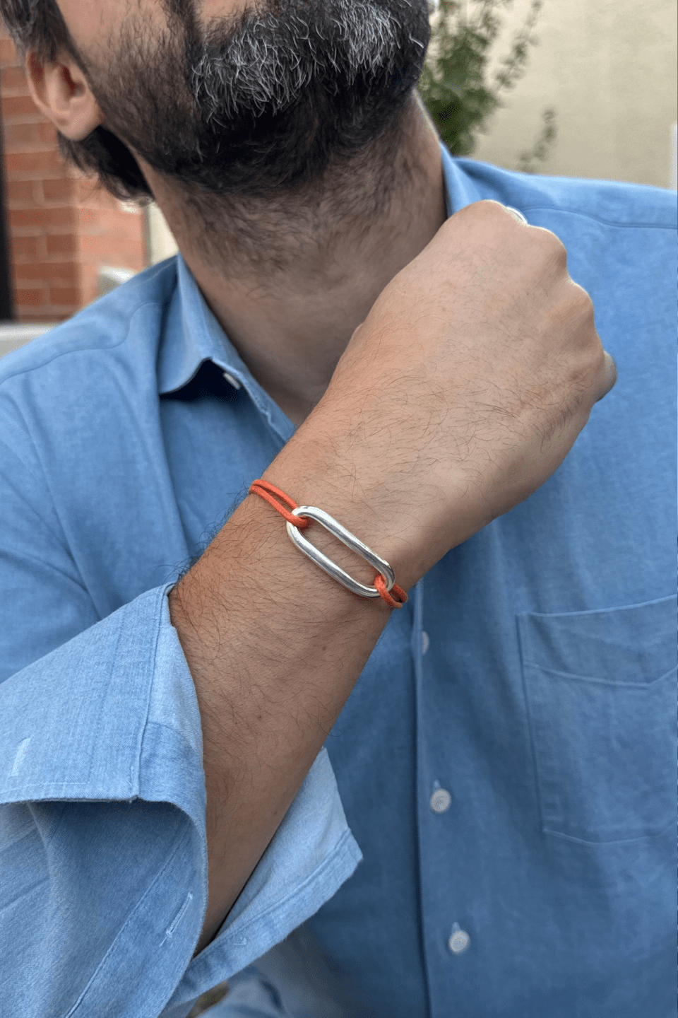 Bracelet cordon pour homme argenté 