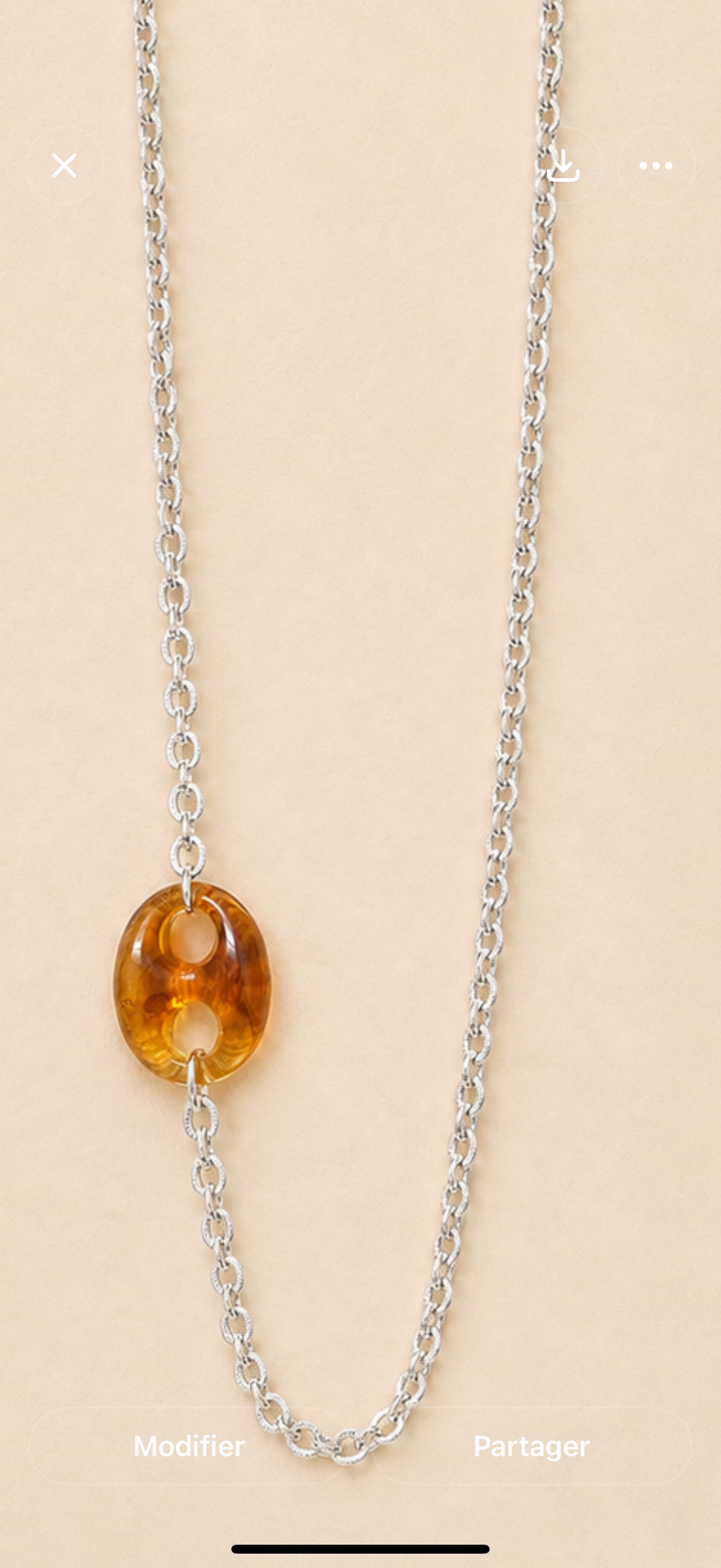 Collier long grain de café coloré