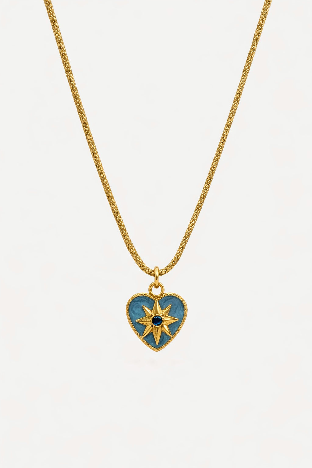 Collier coeur strass doré cordon