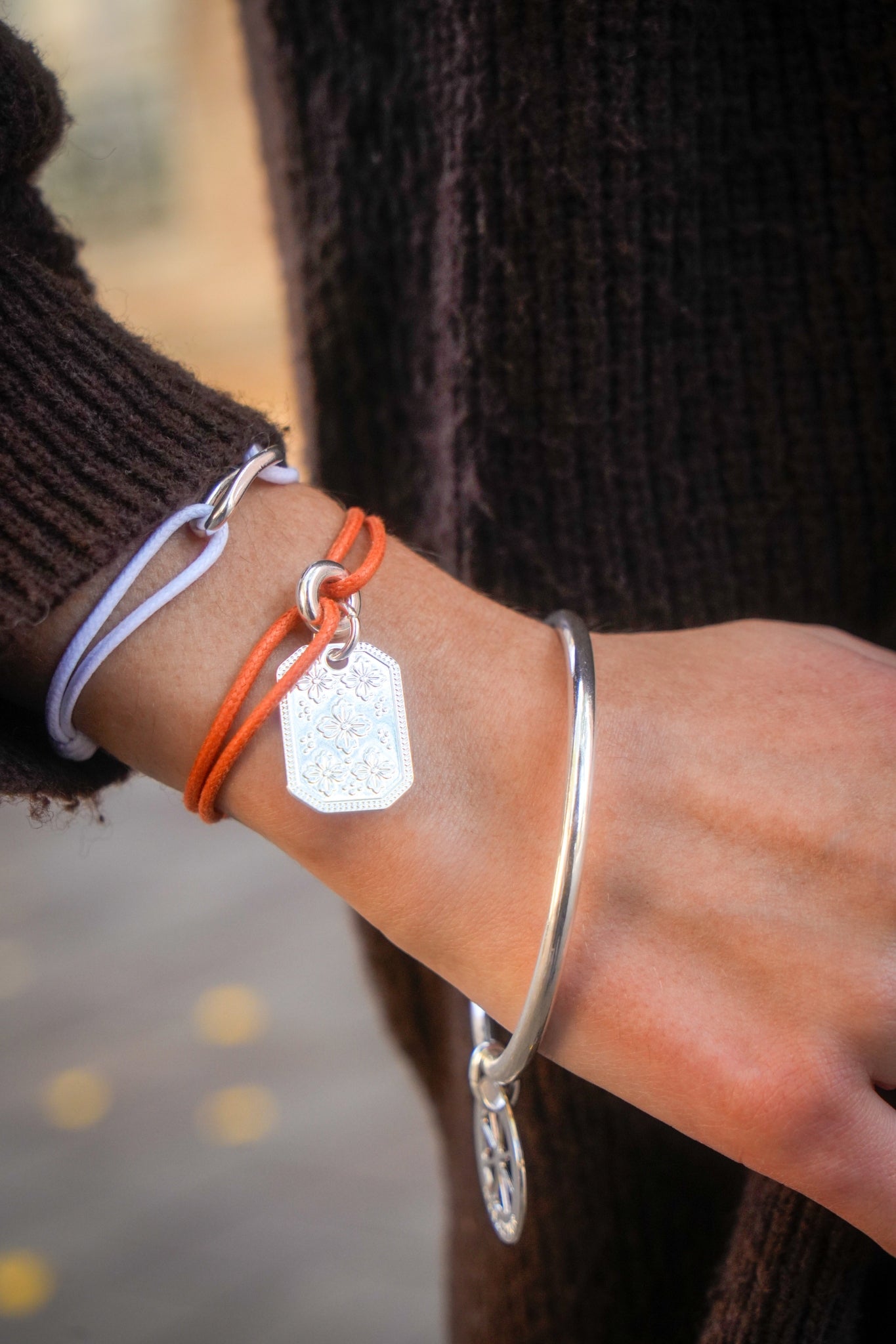 Bracelet argenté de la collection fleurs d'hiver de Musardise.