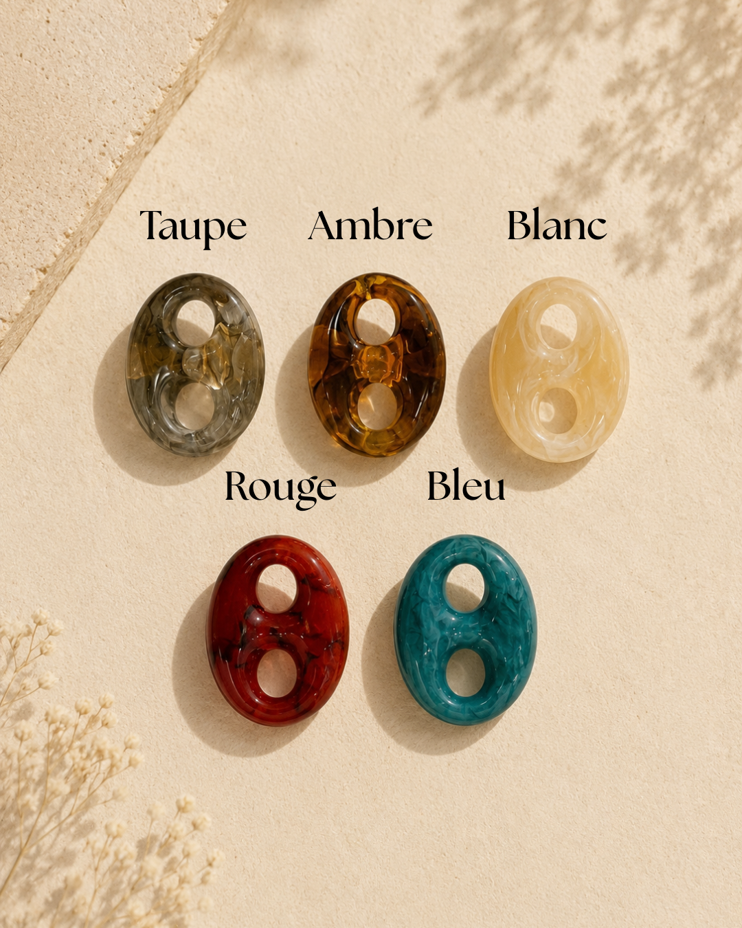 Collier long grain de café coloré
