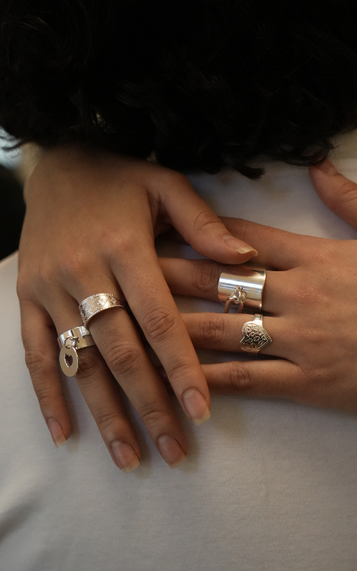 Bagues argentés pour femme. Bijoux fabriqués en France. 