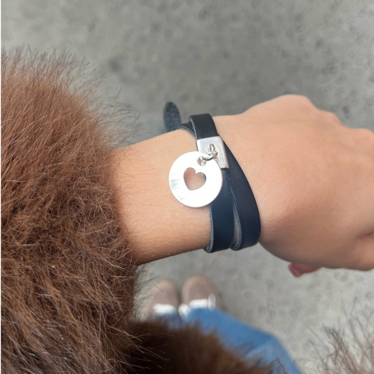 Bracelet Cuir médaille Coeur