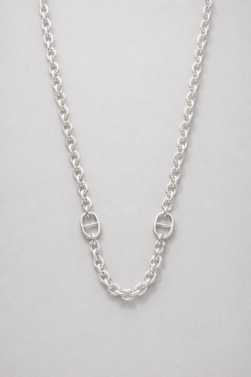 Collier long Scarlett mailles argenté
