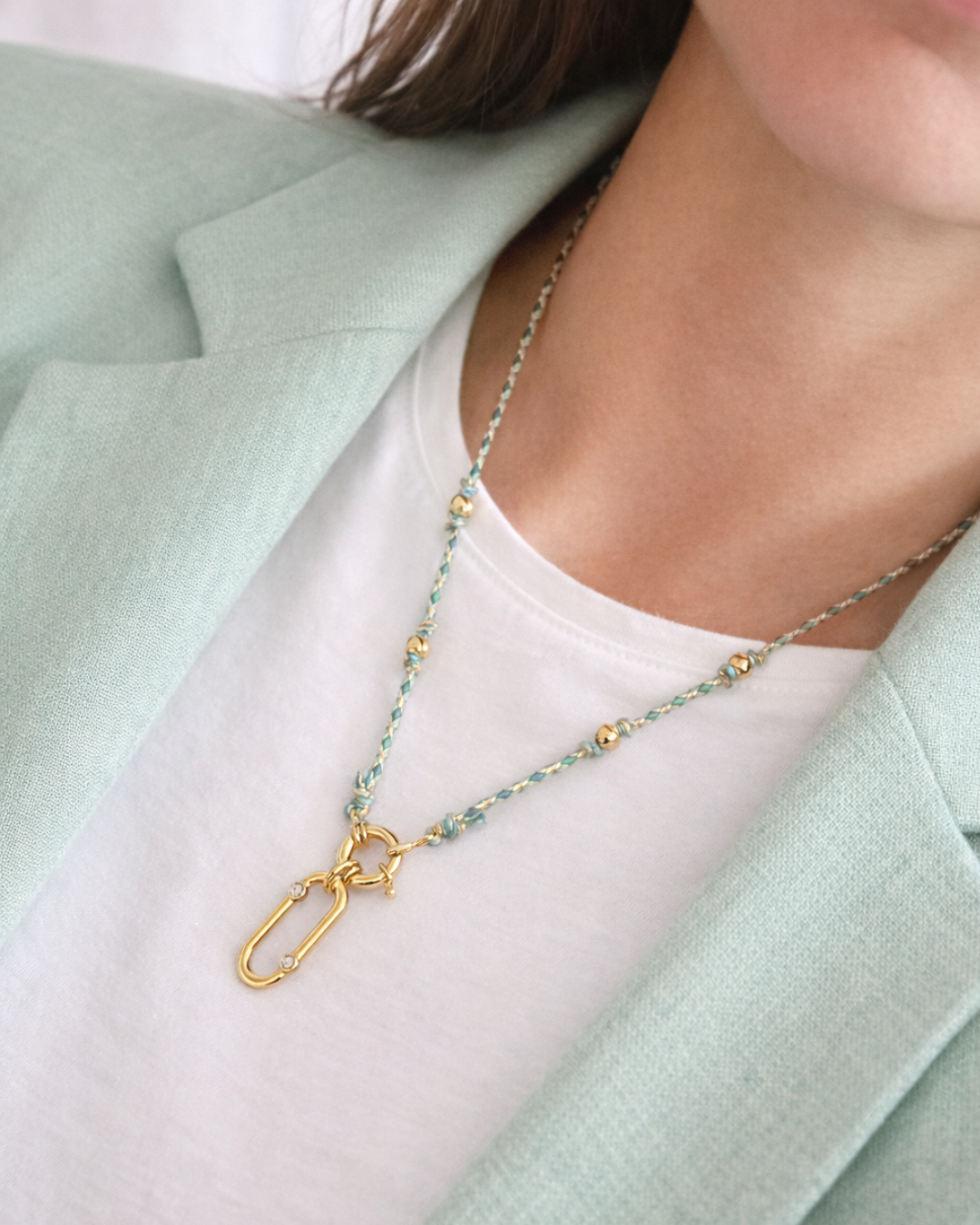 Collier Tressé Ricky Strass Doré