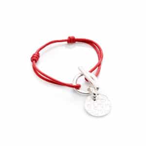 Bracelet attache médaille léopard avec cordon ajustable rouge