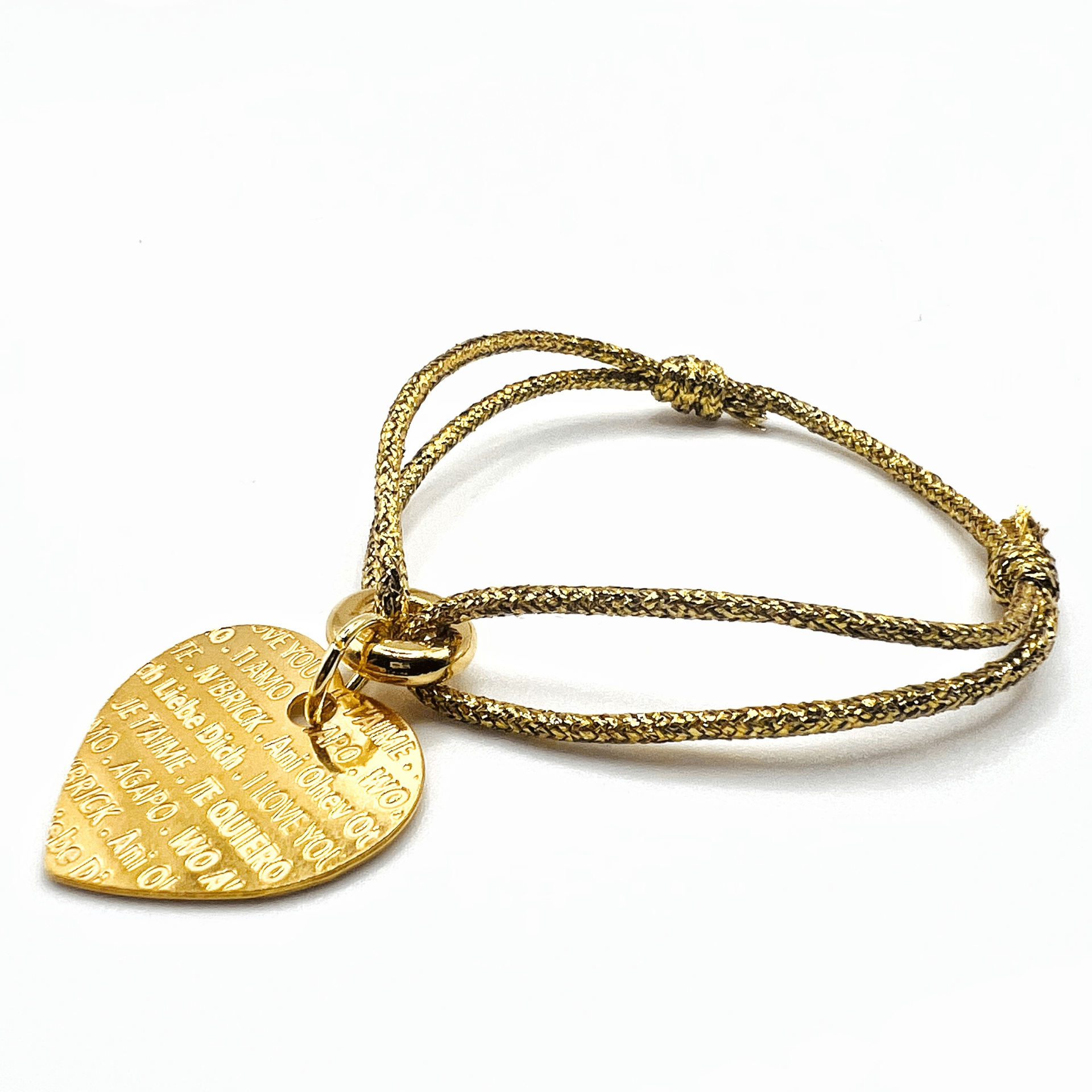 Bracelet liv couvre je t'aime pendentif doré