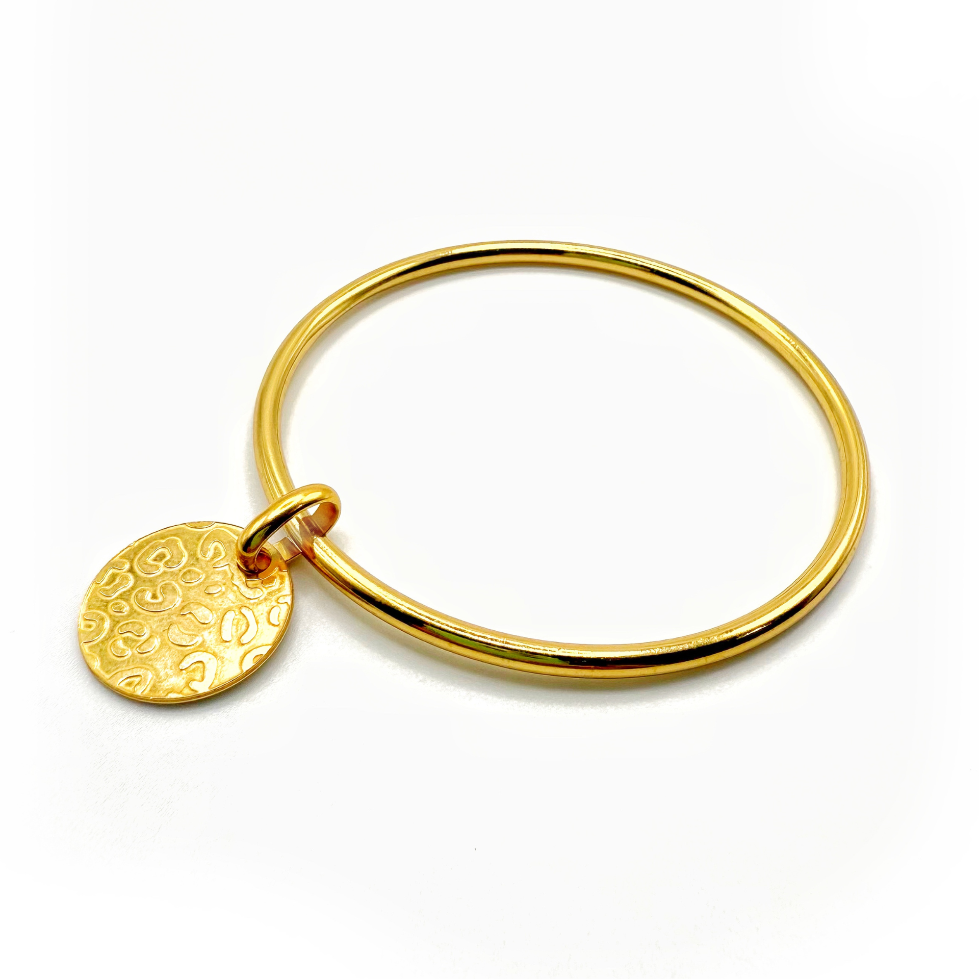 Jonc médaille léopard doré