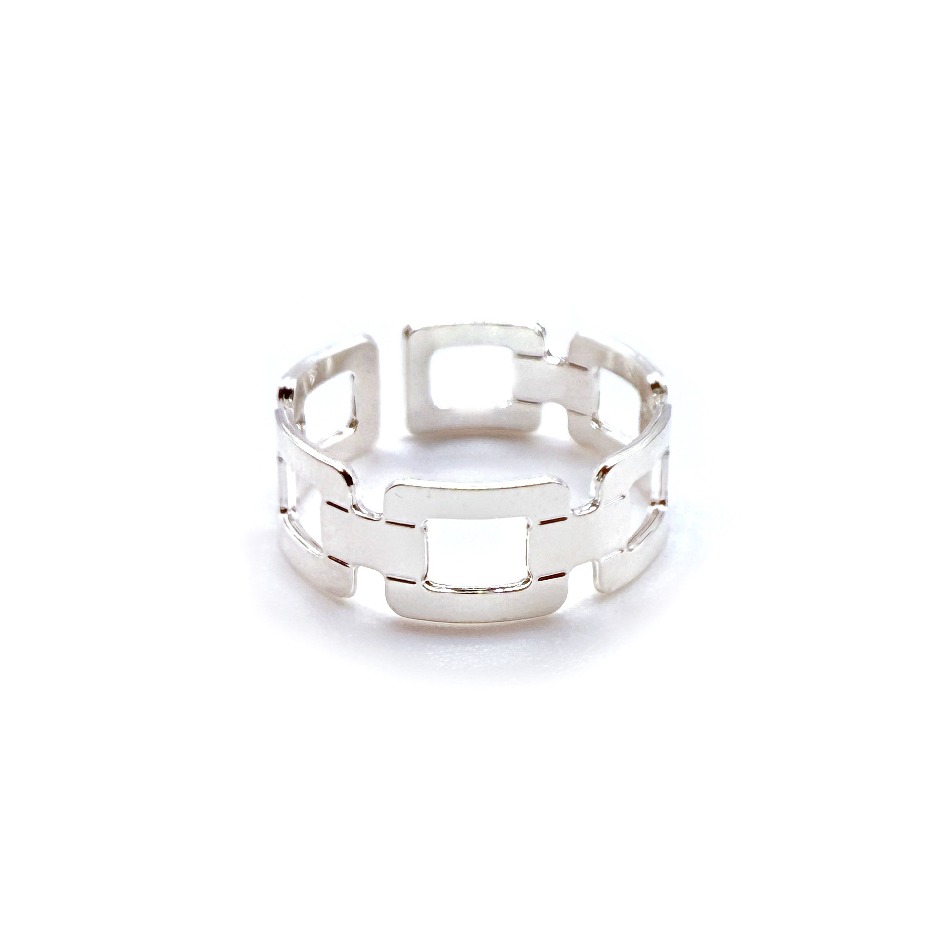 Bague Amarrage argentée, ajustable et fabriquée en France.
