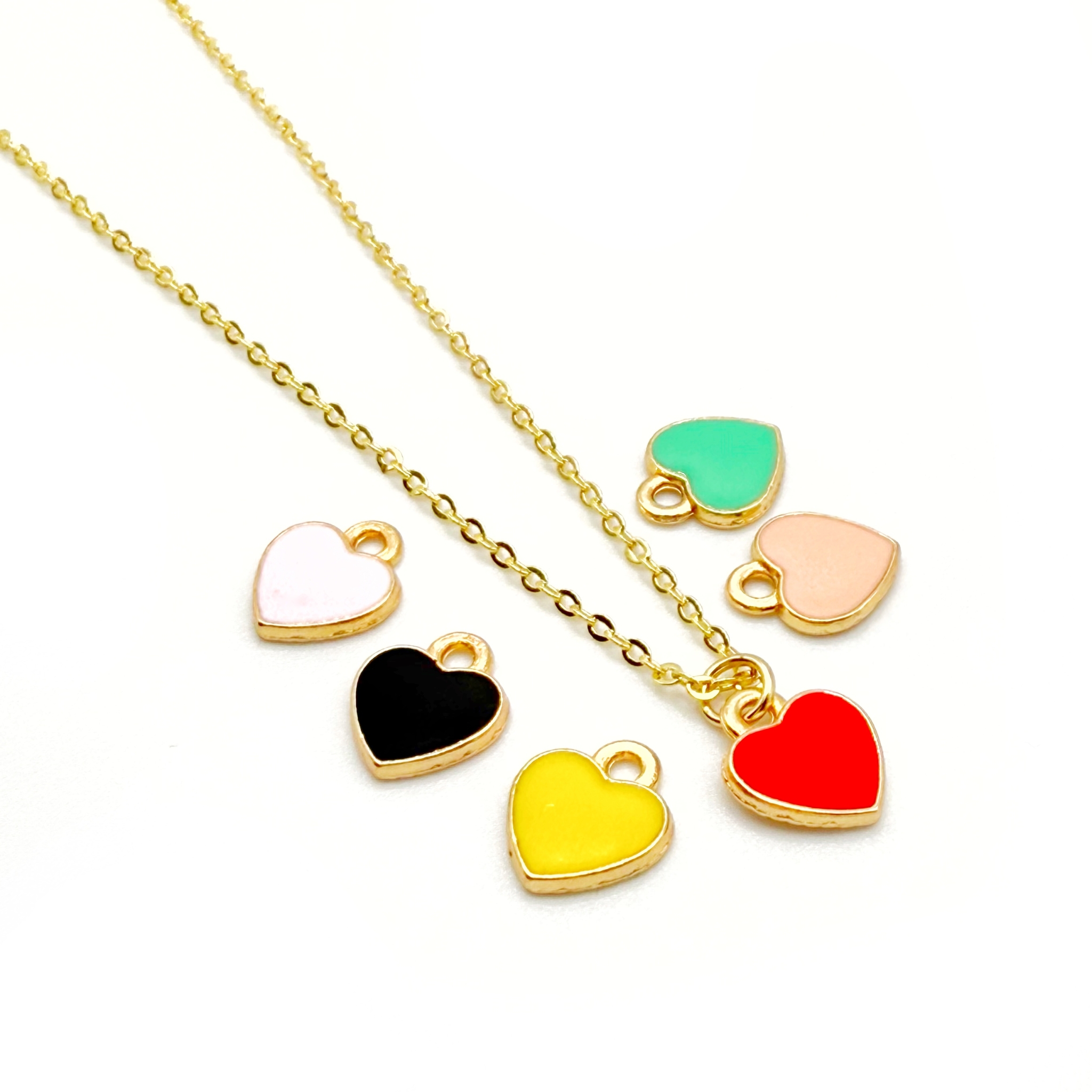 Collier chaîne pendentif coeur coloré