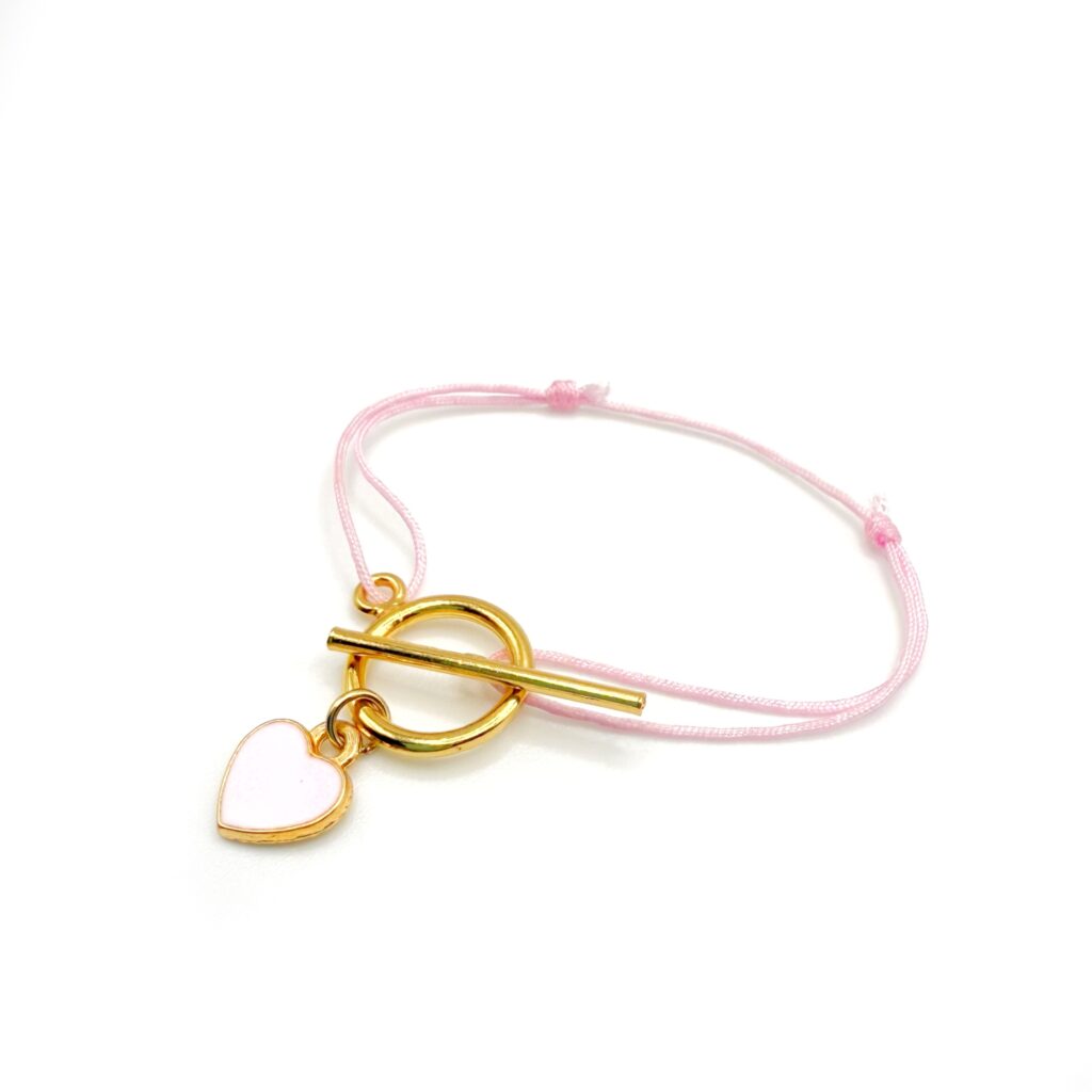 Bracelet doré coeur coloré "Lou" pendentif rose pâle