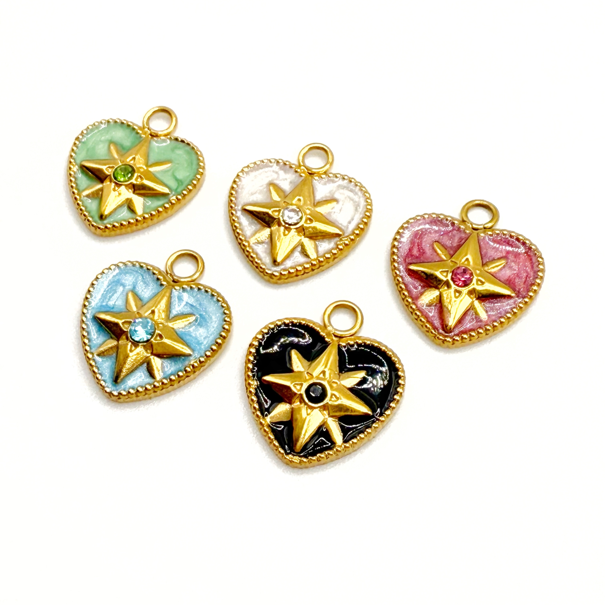 Pendentif coeur strass coloré